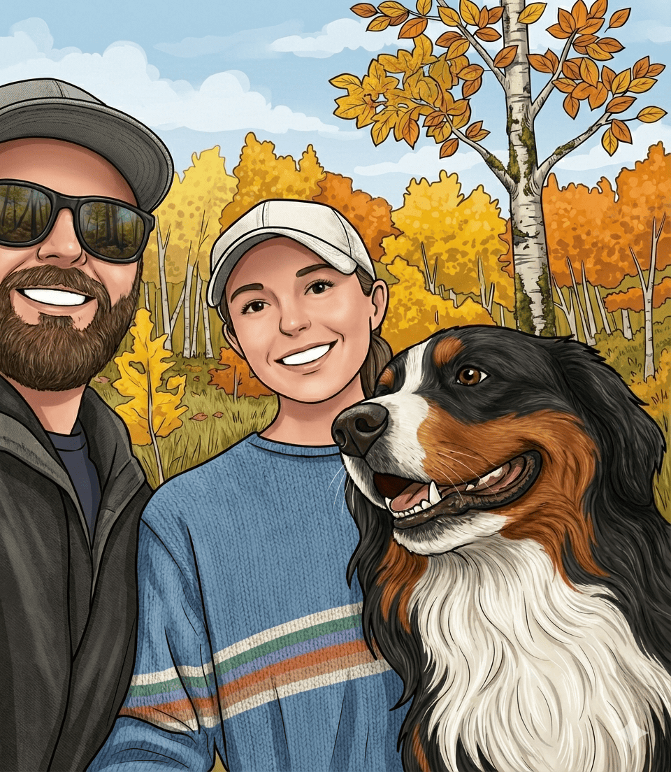 Charles with family and dog